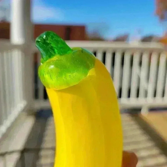 Vintage Yellow and Green Banana Murano Style Glass Fruit Only for Decoration - Picture 3 of 5